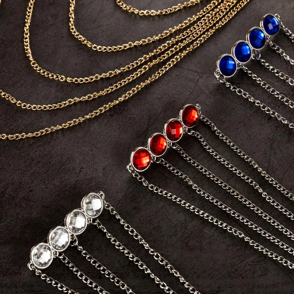 Elegant Crystal Chains Suit Pin Lapel Pin Brooch for Shirt Tuxedo Coat Badge Tassel Chain Men's Suit Jewelry Accessories
