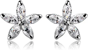 Elegant Cubic Zirconia Flower Stud Earrings Cute Precious Hypoallergenic Earrings Dipped Flower Earrings Dainty Nickel Free Earrings Exquisite Jewelry for Women Girls