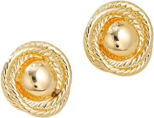Elegant Large Chunky Gold Earrings for Women - Round Rope Disc Stud Earrings - Statement Vintage Design - Trendy, Lightweight, and Hypoallergenic Jewelry - Perfect for Parties and Everyday Wear