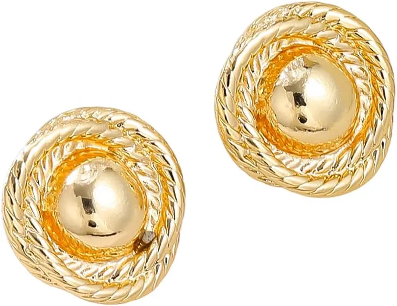Elegant Large Chunky Gold Earrings for Women - Round Rope Disc Stud Earrings - Statement Vintage Design - Trendy, Lightweight, and Hypoallergenic Jewelry - Perfect for Parties and Everyday Wear