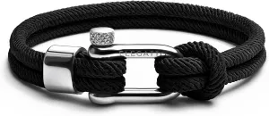 Elegatto Alchor Platinum Rope Bracelet for Men | Premium Nylon Marine Cord with Silver Polished Stainless Steel Shackle Closure | Waterproof and Fade-Resistant | Mens Designer Bracelets