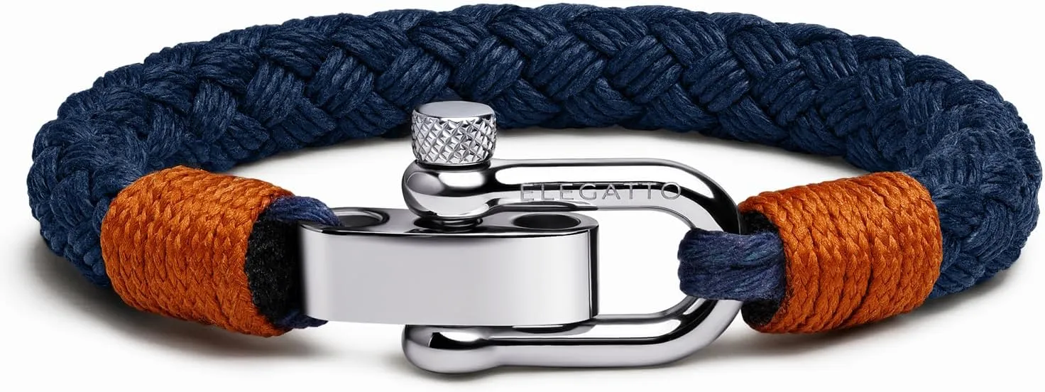 Elegatto Pelagus Premium Rope Bracelet for Men | Designed in California | High-Performance Cotton with Stainless Steel Shackle Closure | Mens Designer Bracelets