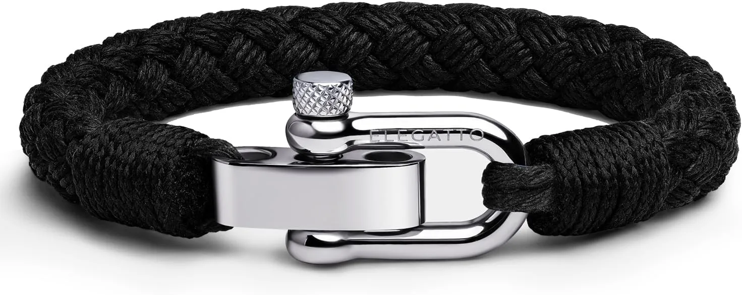 Elegatto Pelagus Premium Rope Bracelet for Men | Designed in California | High-Performance Cotton with Stainless Steel Shackle Closure | Mens Designer Bracelets