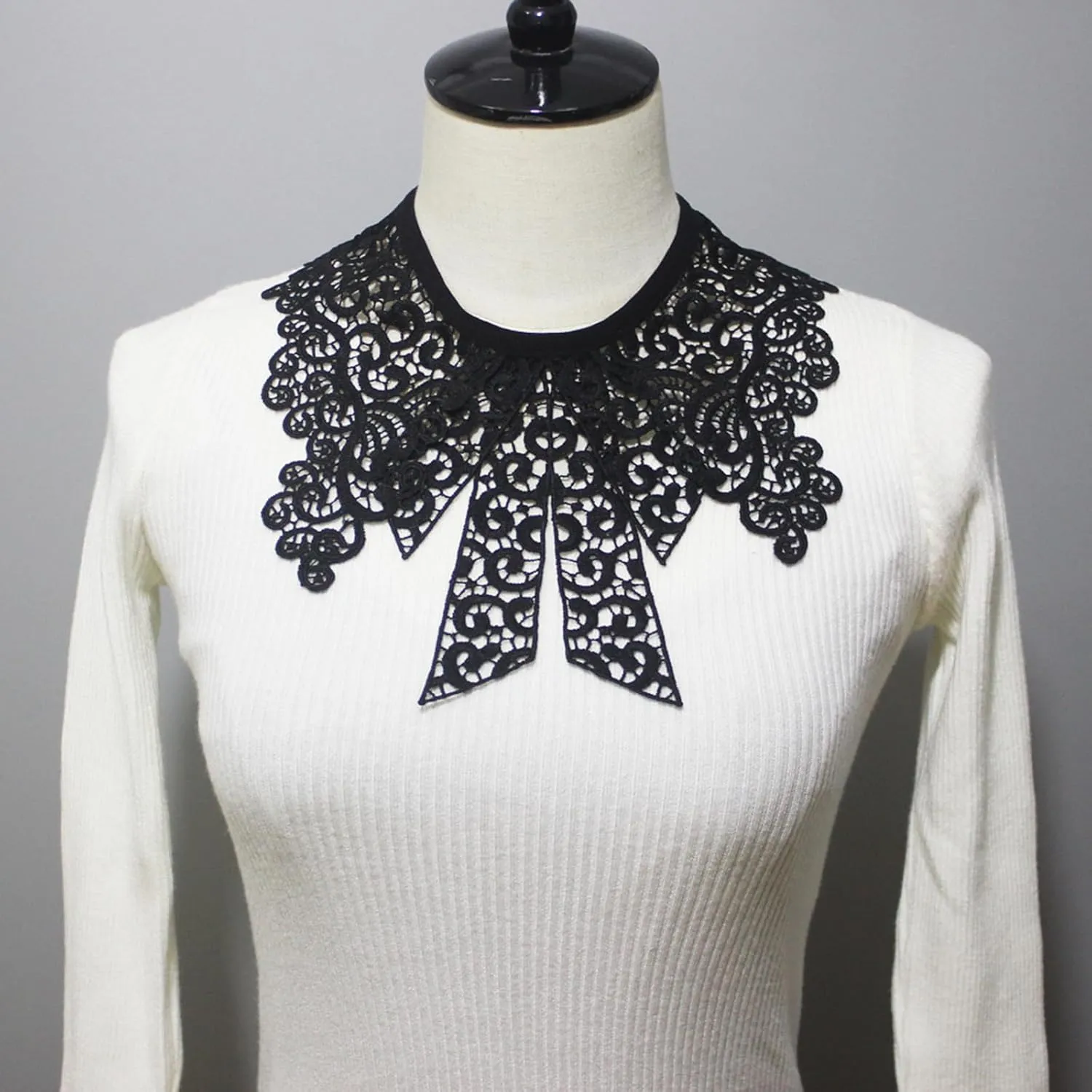 Embroidered Lace Detachable Collar Versatile Lace Bowknot Bowtie Neckline Decoration Shawl Necklace For Women And Girls