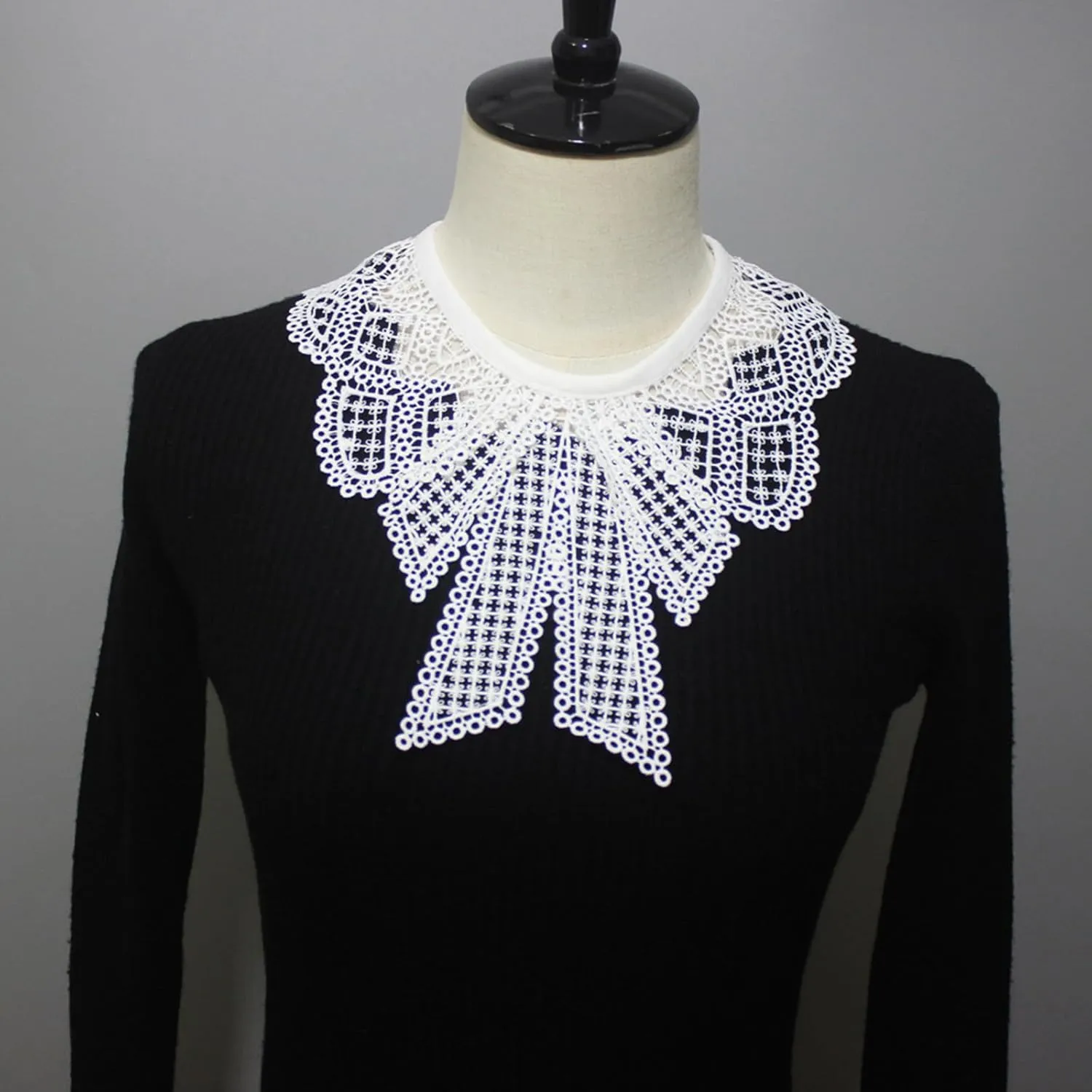 Embroidered Lace Detachable Collar Versatile Lace Bowknot Bowtie Neckline Decoration Shawl Necklace For Women And Girls