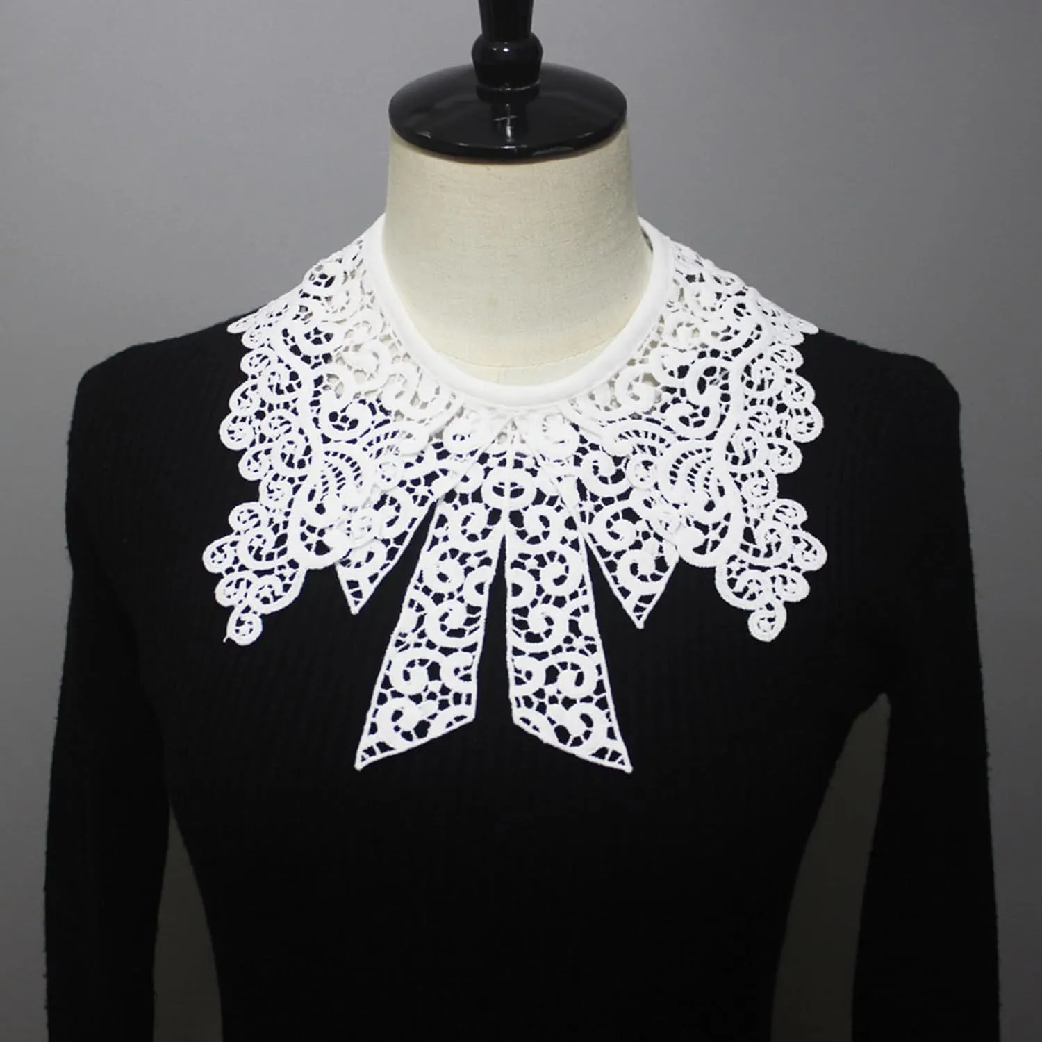 Embroidered Lace Detachable Collar Versatile Lace Bowknot Bowtie Neckline Decoration Shawl Necklace For Women And Girls