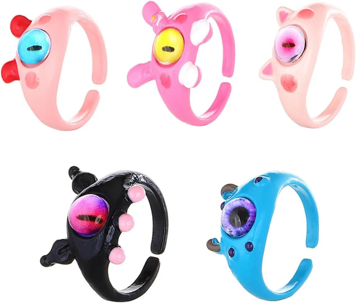 Enamel Little Monster Rings Cute Cat Stud Earrings Cartoon Resin Earrings Rabbit Finger Rings Adjustable Monster Open Rings Alloy Animal Earrings Niche Design Jewelry for Women