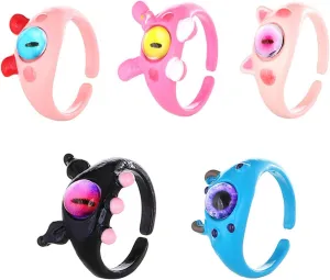 Enamel Little Monster Rings Cute Cat Stud Earrings Cartoon Resin Earrings Rabbit Finger Rings Adjustable Monster Open Rings Alloy Animal Earrings Niche Design Jewelry for Women