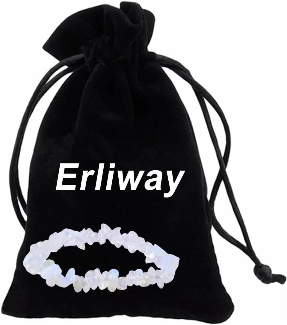 Erliway Crystals Stretch Bracelet Irregular Beads Stretch Bracelet Healing Crystals Chips Bracelet Natural Gemstone Bracelets for Women Jewelry Reiki Meditation