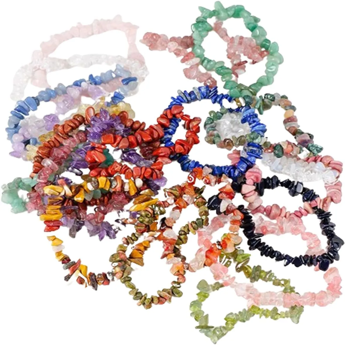 Erliway Crystals Stretch Bracelet Irregular Beads Stretch Bracelet Healing Crystals Chips Bracelet Natural Gemstone Bracelets for Women Jewelry Reiki Meditation