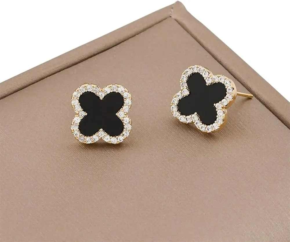 exquisite crown cuffs adorned with diamonds, four leaf flower earrings for women, cubic zirconia pentagonal star earrings, Thanksgiving birthday, and various holiday gifts