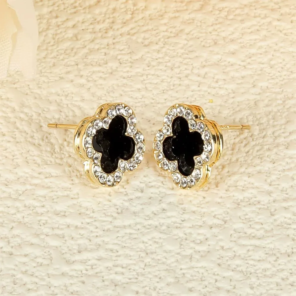 exquisite crown cuffs adorned with diamonds, four leaf flower earrings for women, cubic zirconia pentagonal star earrings, Thanksgiving birthday, and various holiday gifts
