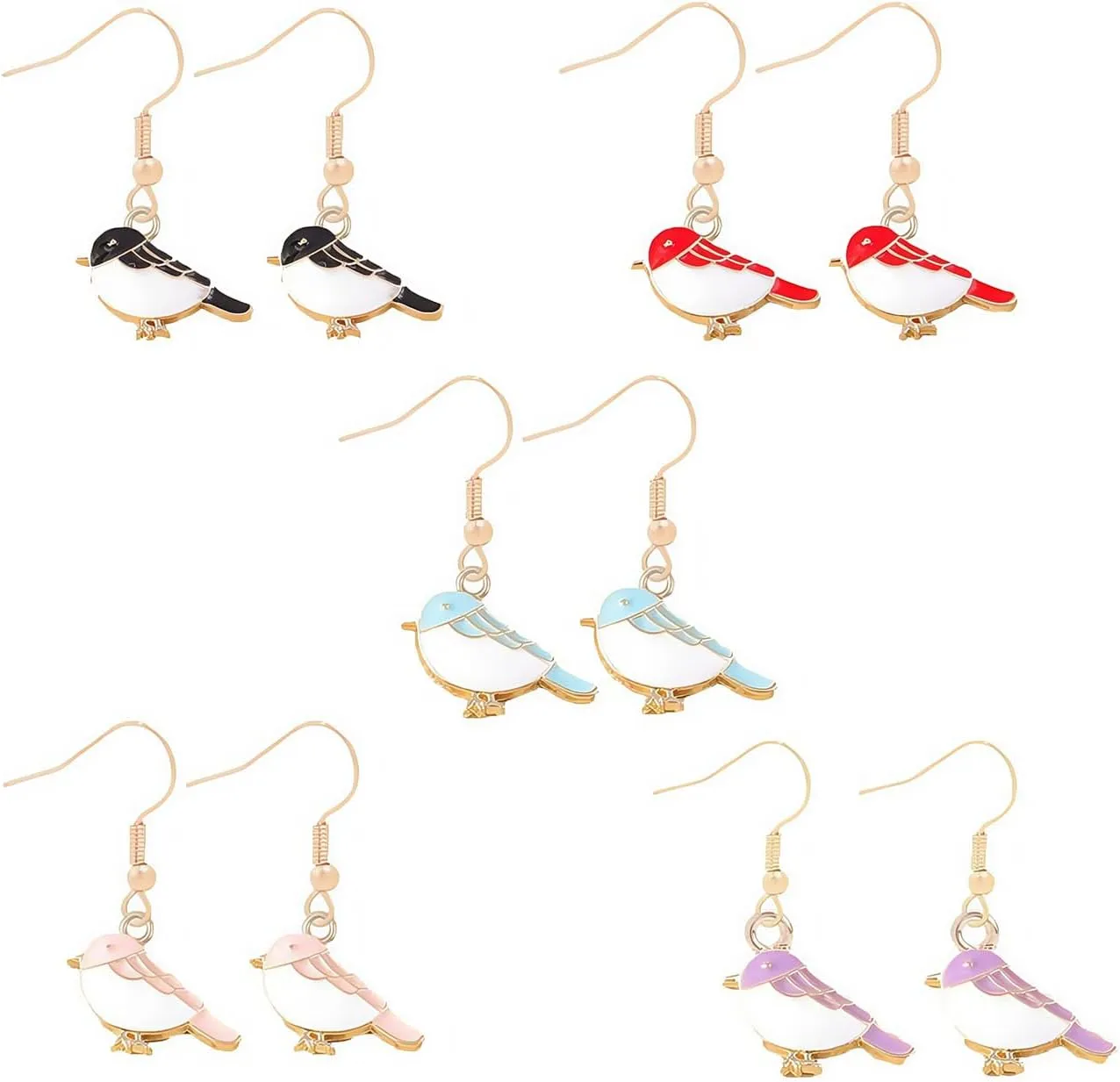 Exquisite Enamel 5 Pair Earhook Women's Pendant Earrings, Ocean, Animal, Cross Set, Suitable for Women Earrings, Birthday Jewelry Gifts