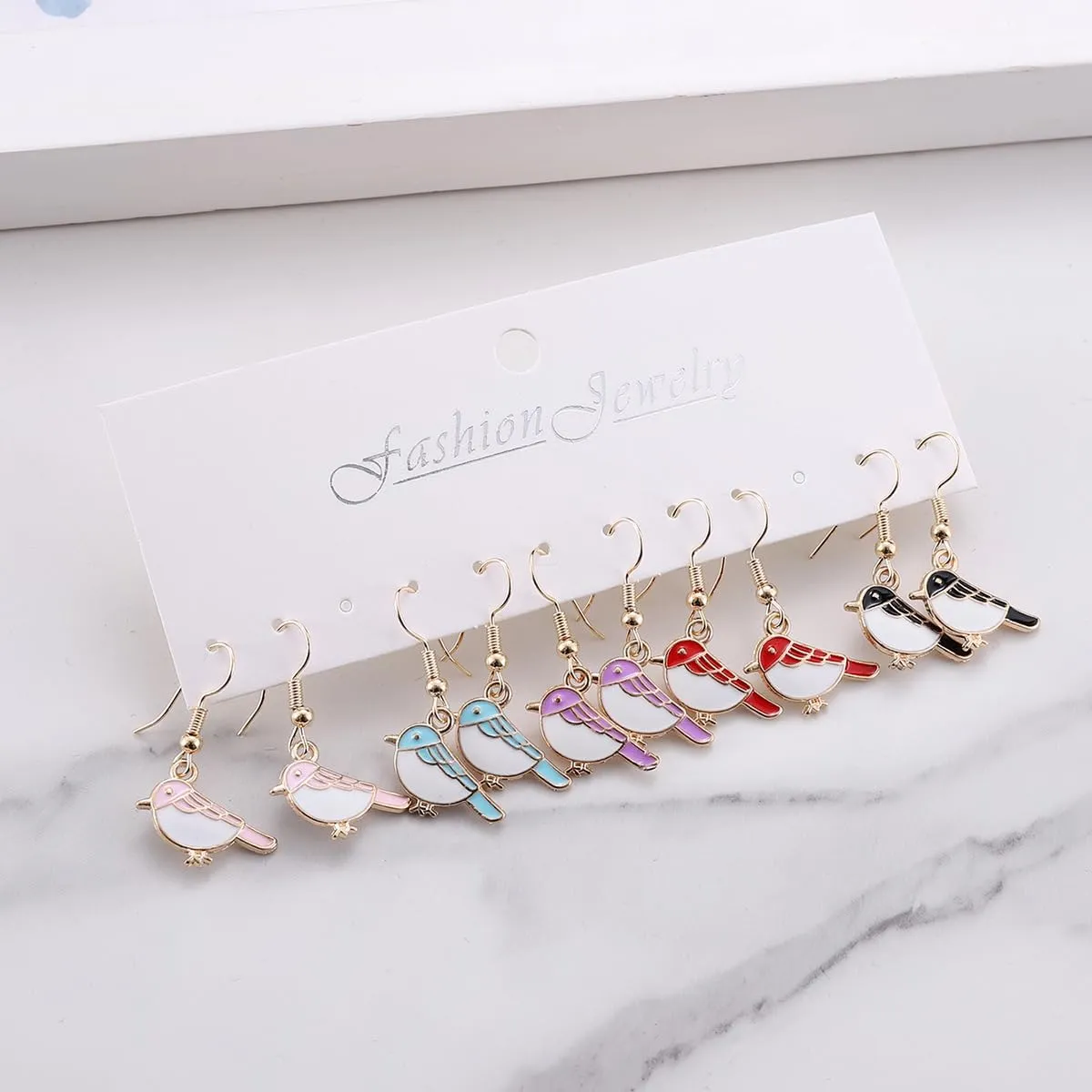 Exquisite Enamel 5 Pair Earhook Women's Pendant Earrings, Ocean, Animal, Cross Set, Suitable for Women Earrings, Birthday Jewelry Gifts