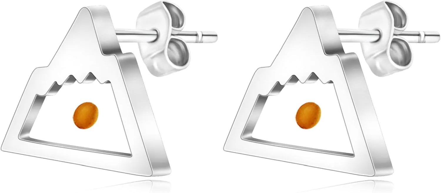 Exquisite Faith Earrings Real Mustard Seed Stud Earring - Women's Triangle Mountain/Four Clover/Heart/Heart Mountain Three Style Stainless Steel Studs Earring Gifts Suitable for Her