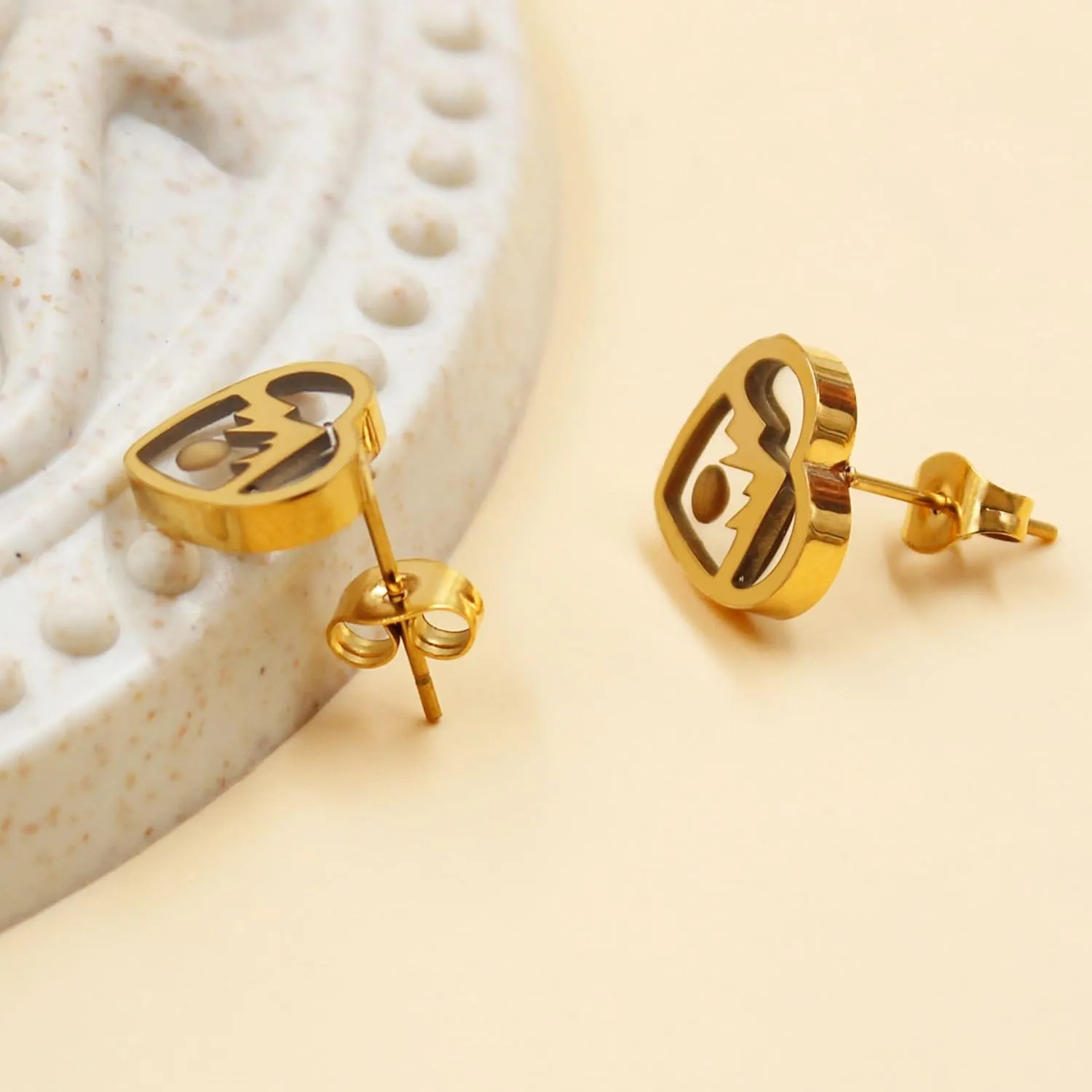 Exquisite Faith Earrings Real Mustard Seed Stud Earring - Women's Triangle Mountain/Four Clover/Heart/Heart Mountain Three Style Stainless Steel Studs Earring Gifts Suitable for Her