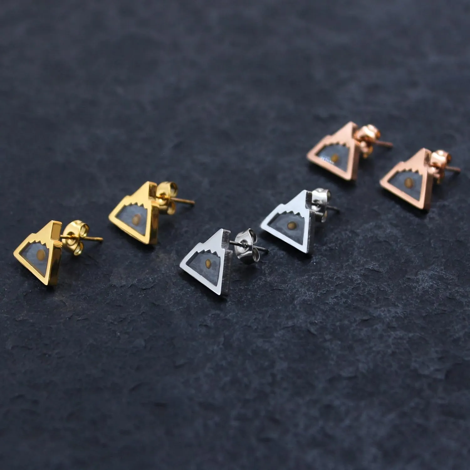 Exquisite Faith Earrings Real Mustard Seed Stud Earring - Women's Triangle Mountain/Four Clover/Heart/Heart Mountain Three Style Stainless Steel Studs Earring Gifts Suitable for Her