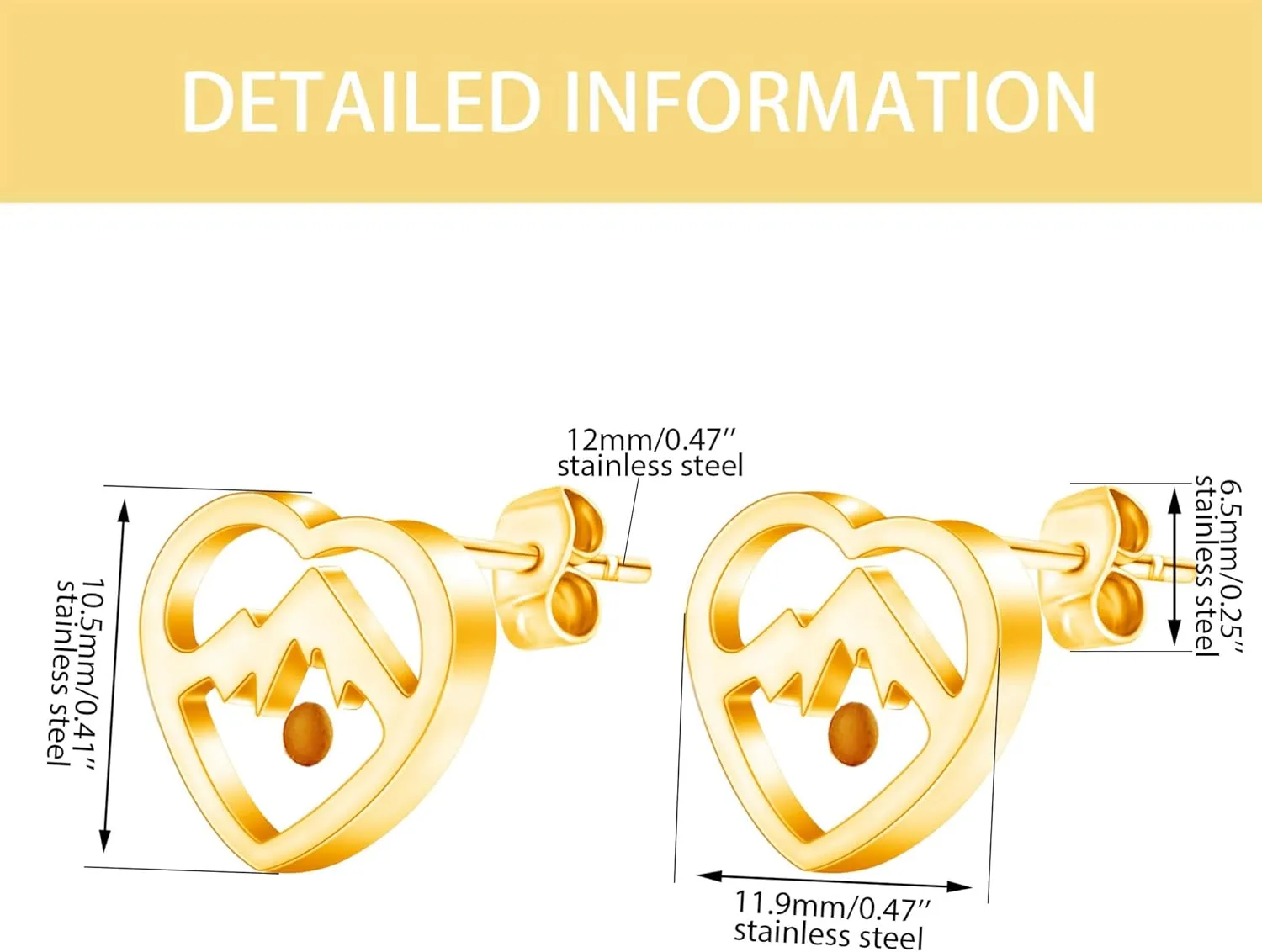 Exquisite Faith Earrings Real Mustard Seed Stud Earring - Women's Triangle Mountain/Four Clover/Heart/Heart Mountain Three Style Stainless Steel Studs Earring Gifts Suitable for Her
