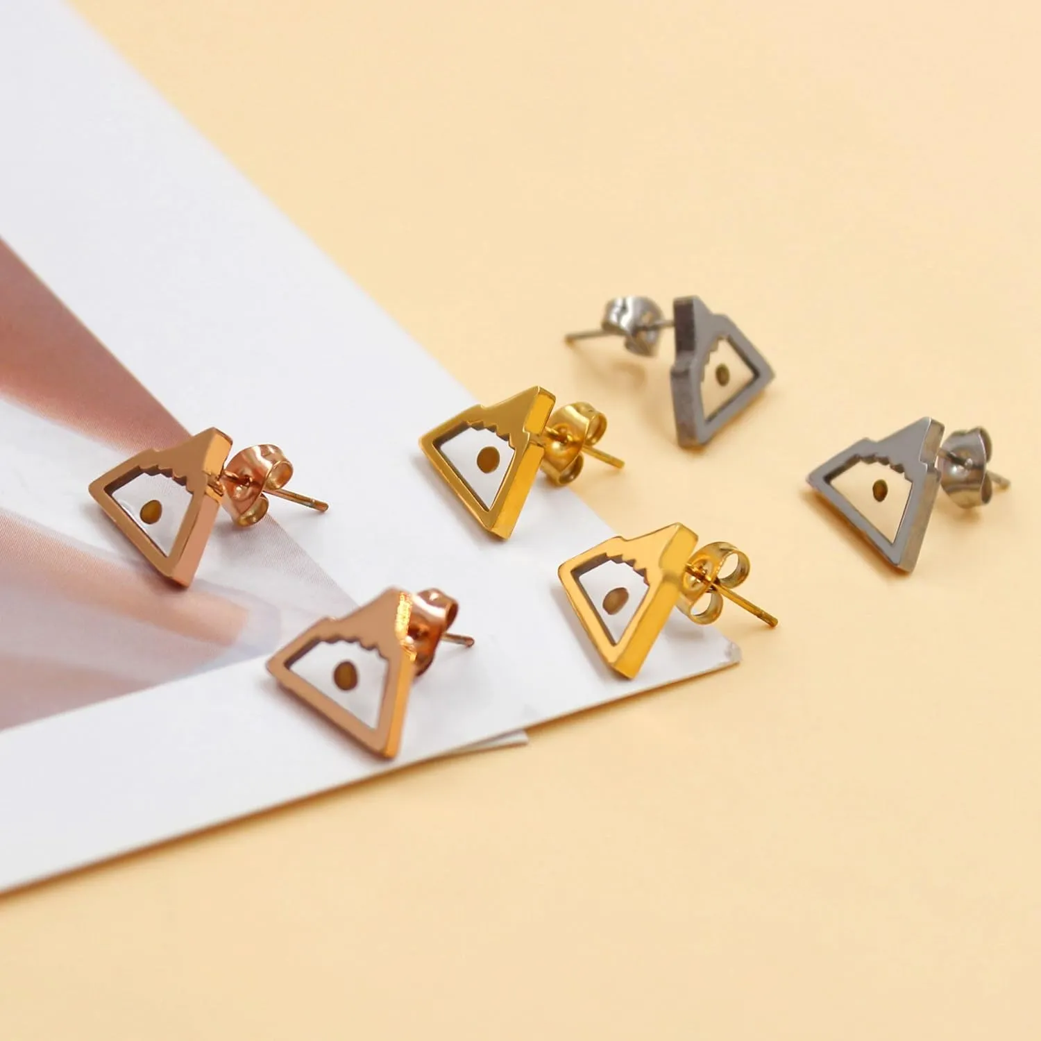 Exquisite Faith Earrings Real Mustard Seed Stud Earring - Women's Triangle Mountain/Four Clover/Heart/Heart Mountain Three Style Stainless Steel Studs Earring Gifts Suitable for Her