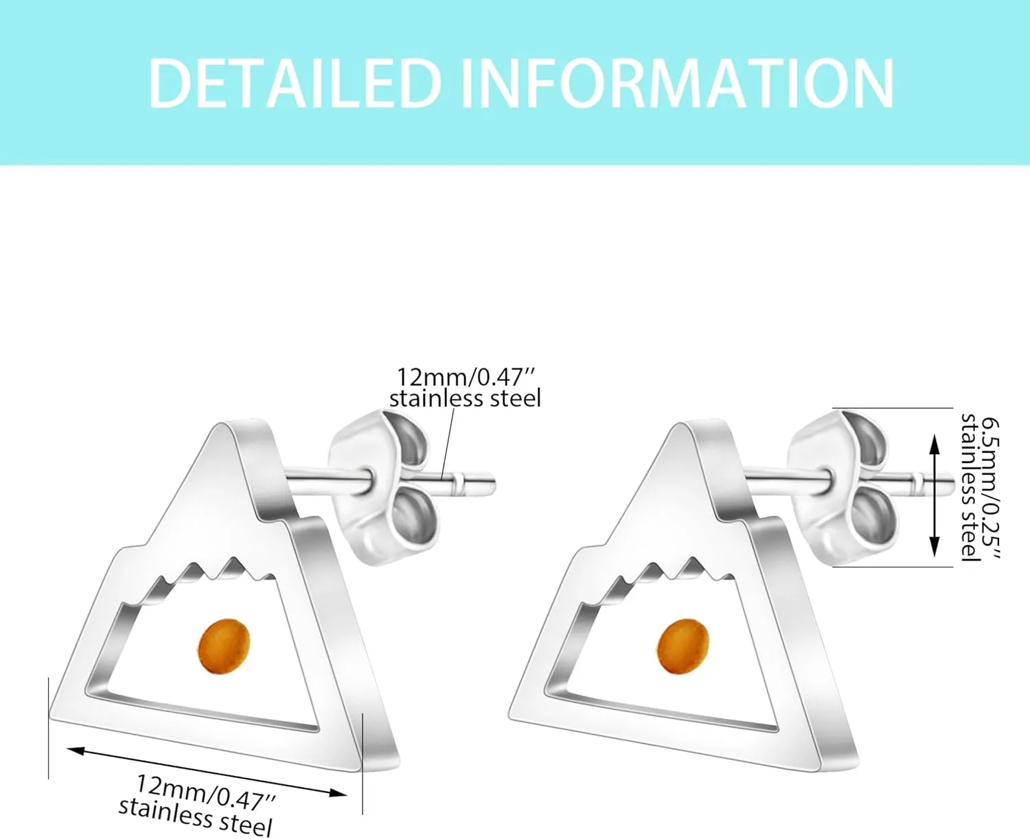 Exquisite Faith Earrings Real Mustard Seed Stud Earring - Women's Triangle Mountain/Four Clover/Heart/Heart Mountain Three Style Stainless Steel Studs Earring Gifts Suitable for Her