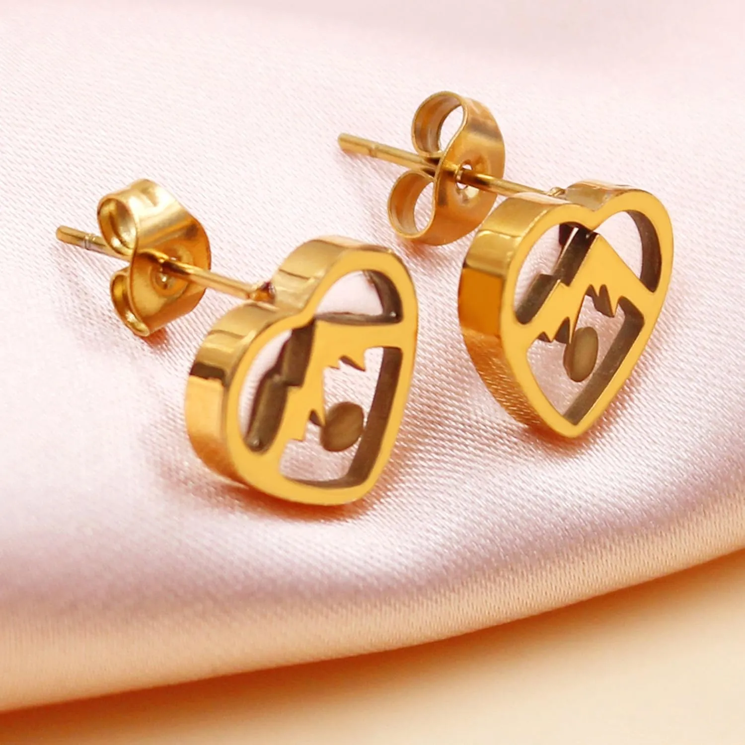 Exquisite Faith Earrings Real Mustard Seed Stud Earring - Women's Triangle Mountain/Four Clover/Heart/Heart Mountain Three Style Stainless Steel Studs Earring Gifts Suitable for Her