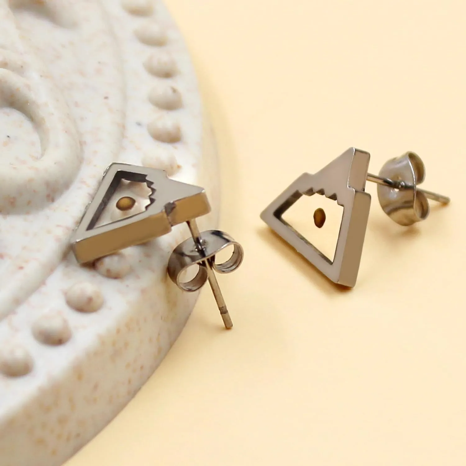 Exquisite Faith Earrings Real Mustard Seed Stud Earring - Women's Triangle Mountain/Four Clover/Heart/Heart Mountain Three Style Stainless Steel Studs Earring Gifts Suitable for Her