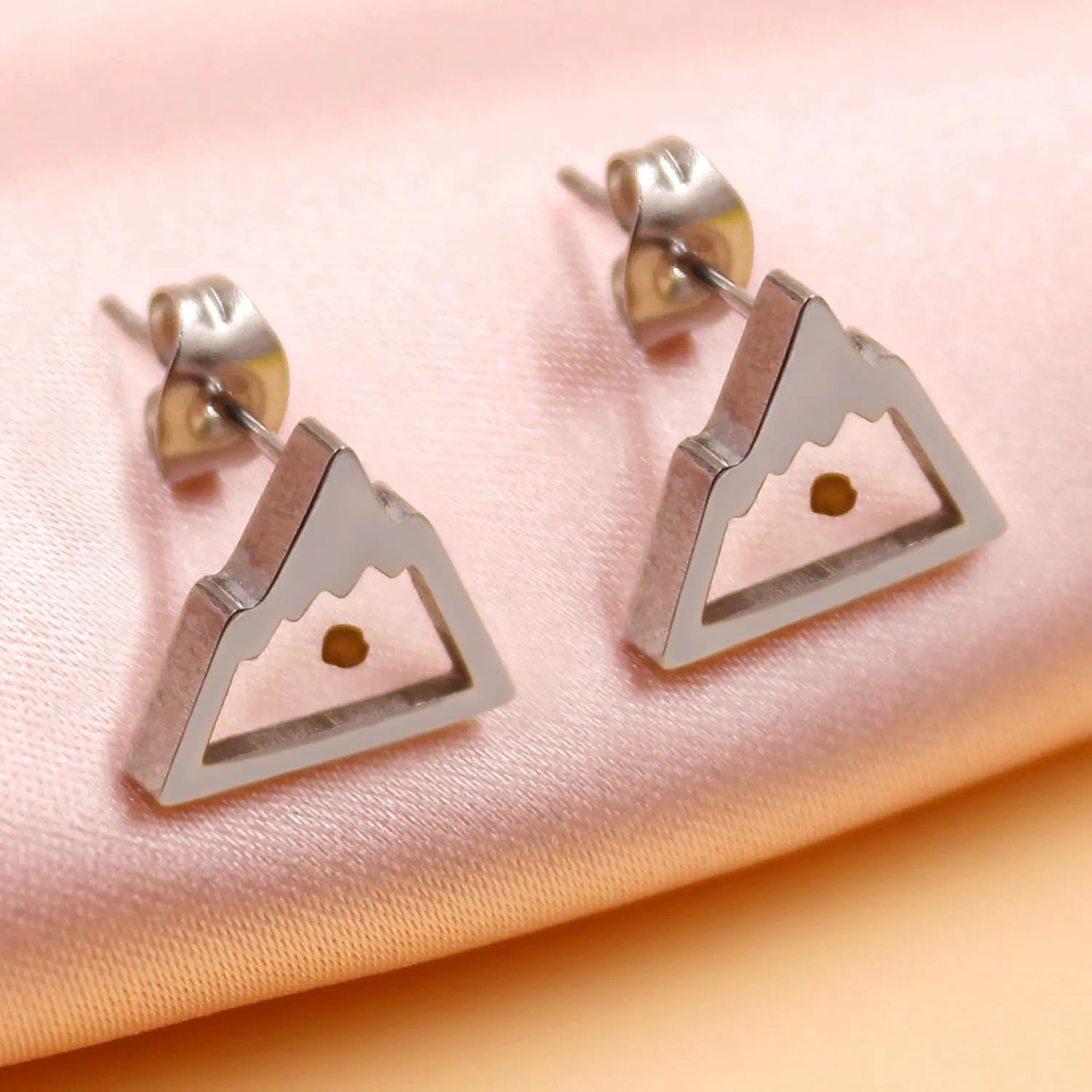 Exquisite Faith Earrings Real Mustard Seed Stud Earring - Women's Triangle Mountain/Four Clover/Heart/Heart Mountain Three Style Stainless Steel Studs Earring Gifts Suitable for Her
