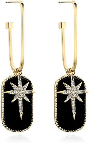 Exquisite French Vintage Lightweight Earrings Hypoallergenic Statement Dangle Earrings Fashion Black Gold Earrings For Women
