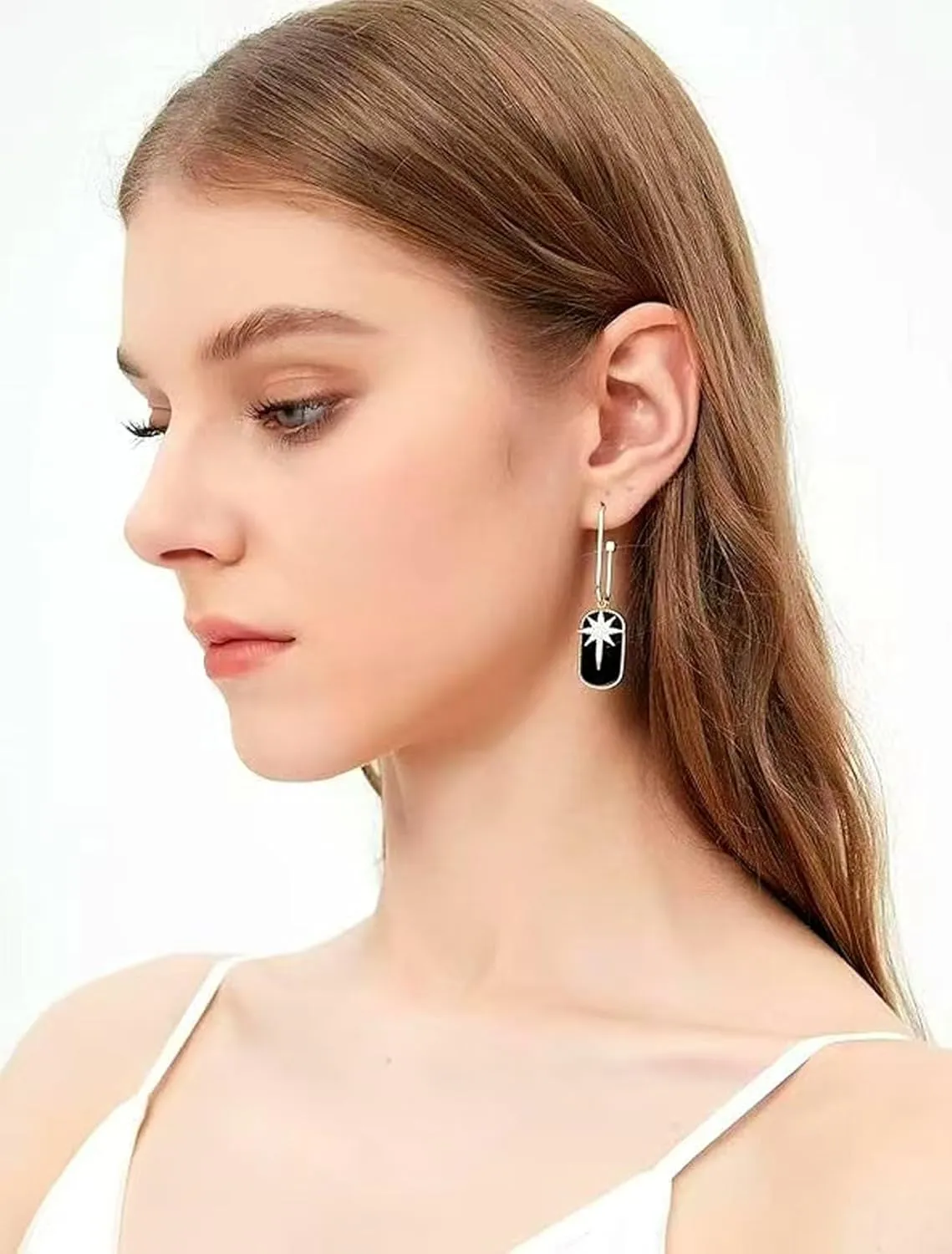 Exquisite French Vintage Lightweight Earrings Hypoallergenic Statement Dangle Earrings Fashion Black Gold Earrings For Women