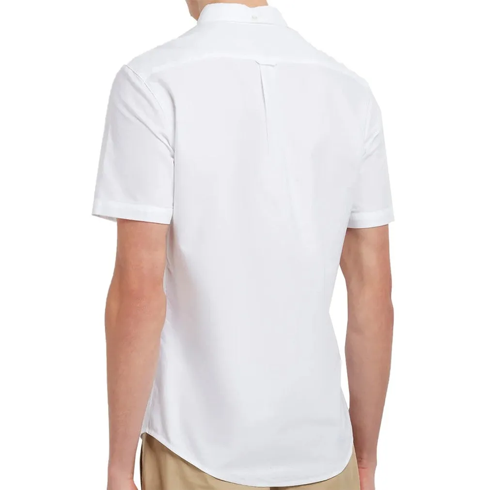 Farah Mens Brewer Slim Fit Short Sleeve Organic Cotton Shirt White