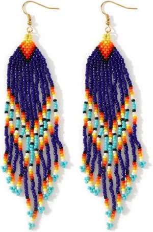 Festive Dangle Drop Beads Earrings for Women Trendy,Bohemian Handmade Glass Seed Beaded Prom Lucky Jewelry Gift.