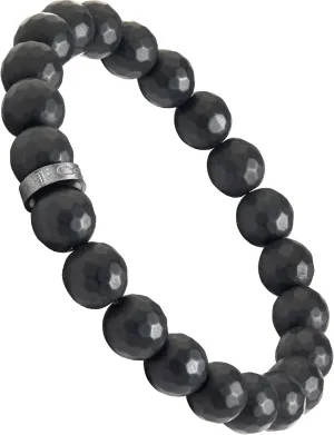 Forge & Foundry Faceted Matte Black Onyx Stone Beaded Bracelet | Custom Signature Stainless Steel Bead | Pindar | 8mm and 10mm Bead Desgins | Refined Hand-Crafted Jewelry