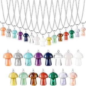 Geelin 15 Pcs Mushroom Crystal Necklace Christmas Gift for Women Mushroom Pendant Necklace Mushroom Charms Star Stone Necklaces for Valentine's Day Gift Birthday Party Favor, 15 Styles(Mushroom)
