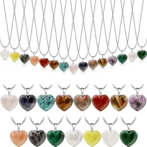 Geelin 15 Types Heart Shape Crystal Necklace Charms Pendants for Women - Love Necklace for Christmas, Valentine's Day, Wife Girlfriend Gift, Birthday Party Favor