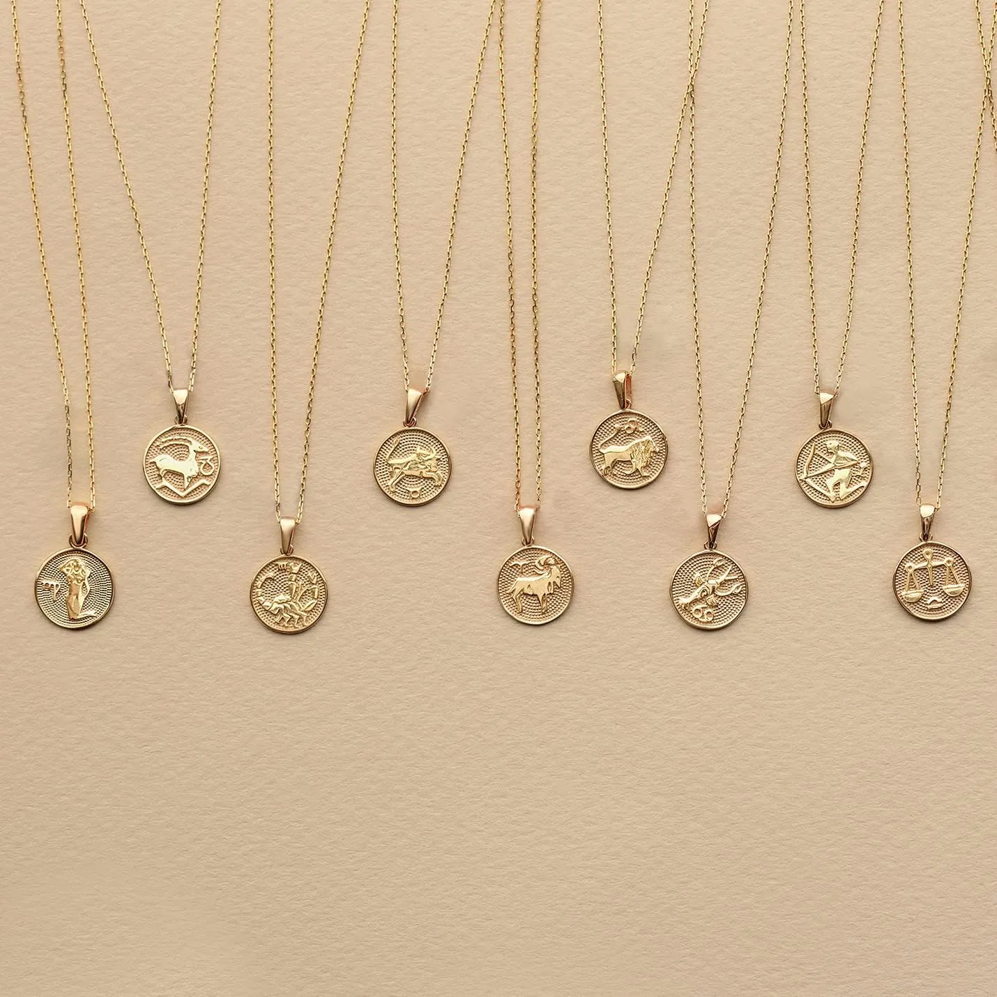 Gelin 14K Solid Gold Zodiac Sign Necklace for Women