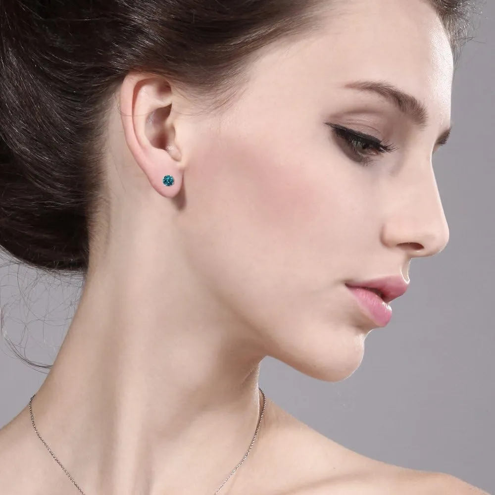 Gem Stone King 925 Sterling Silver Round 4MM Gemstone Birthstone Stud Earrings For Women Men