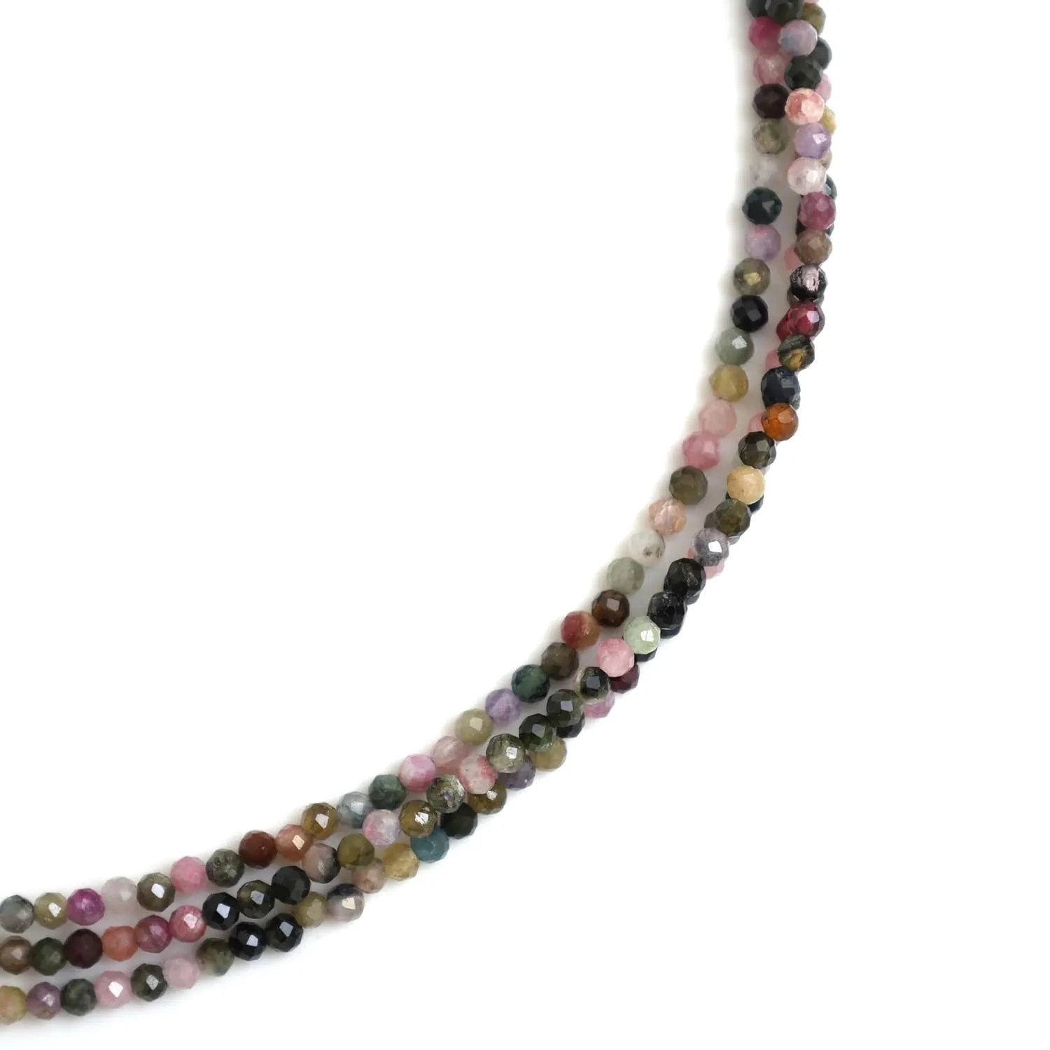 Gempires Multi Tourmaline Gemstone Beaded Necklace Handmade Choker Crystal Jewelry Hypoallergenic 18 Inch Gold Plated Triple Layered Necklace For Women