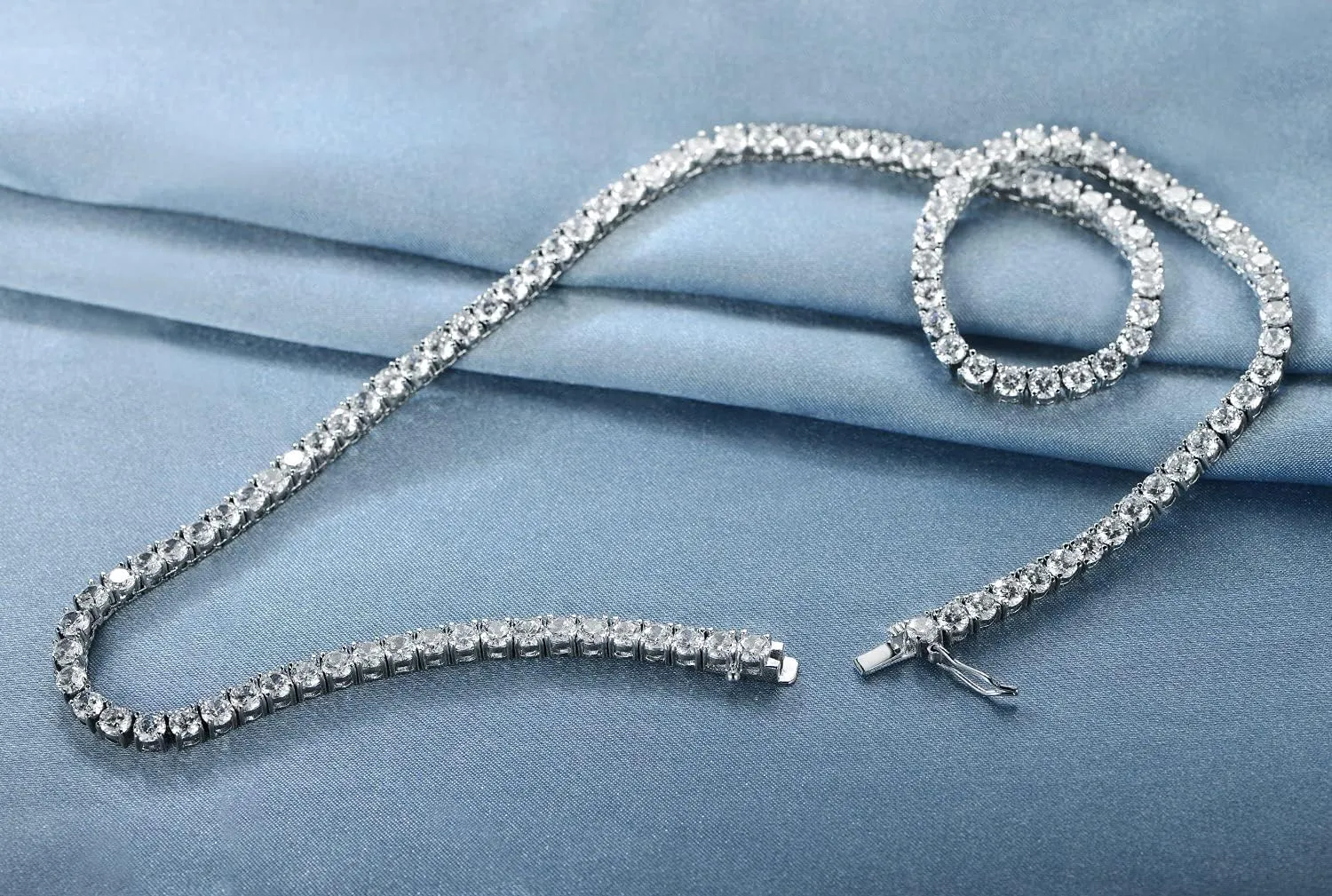Gemsme 4.0mm CZ Tennis Necklace, 18K White/Yellow Gold Plated 4.0mm Round Cubic Zirconia Classic Tennis Necklace 16-24 Inches