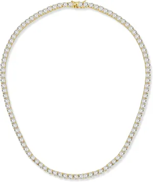 Gemsme 4.0mm CZ Tennis Necklace, 18K White/Yellow Gold Plated 4.0mm Round Cubic Zirconia Classic Tennis Necklace 16-24 Inches