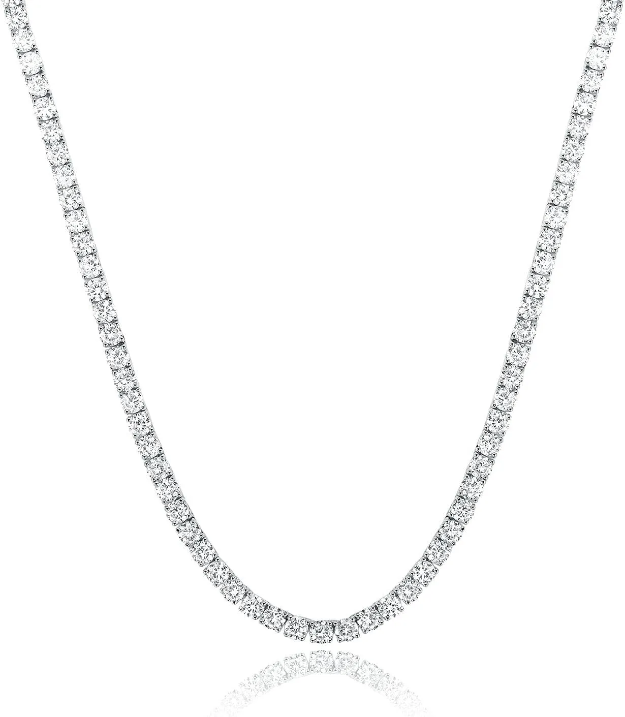 Gemsme 4.0mm CZ Tennis Necklace, 18K White/Yellow Gold Plated 4.0mm Round Cubic Zirconia Classic Tennis Necklace 16-24 Inches