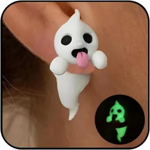 Ghost Earrings for Women - Cute Animal & Dinosaur Studs, Luminous Rubber Earrings for Halloween & Trendy Elegant Jewelry