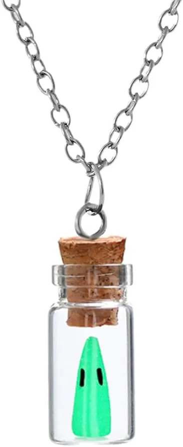 Ghost in A Bottle Pendant Necklace Glow in the Dark Adopt A Ghost Necklace Cute DIY Ghost Novelty Jewelry for Women Men