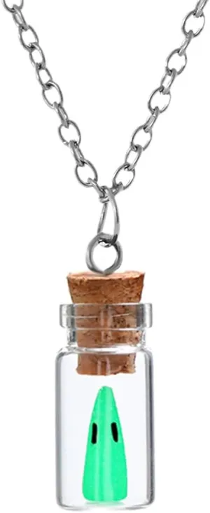 Ghost in A Bottle Pendant Necklace Glow in the Dark Adopt A Ghost Necklace Cute DIY Ghost Novelty Jewelry for Women Men