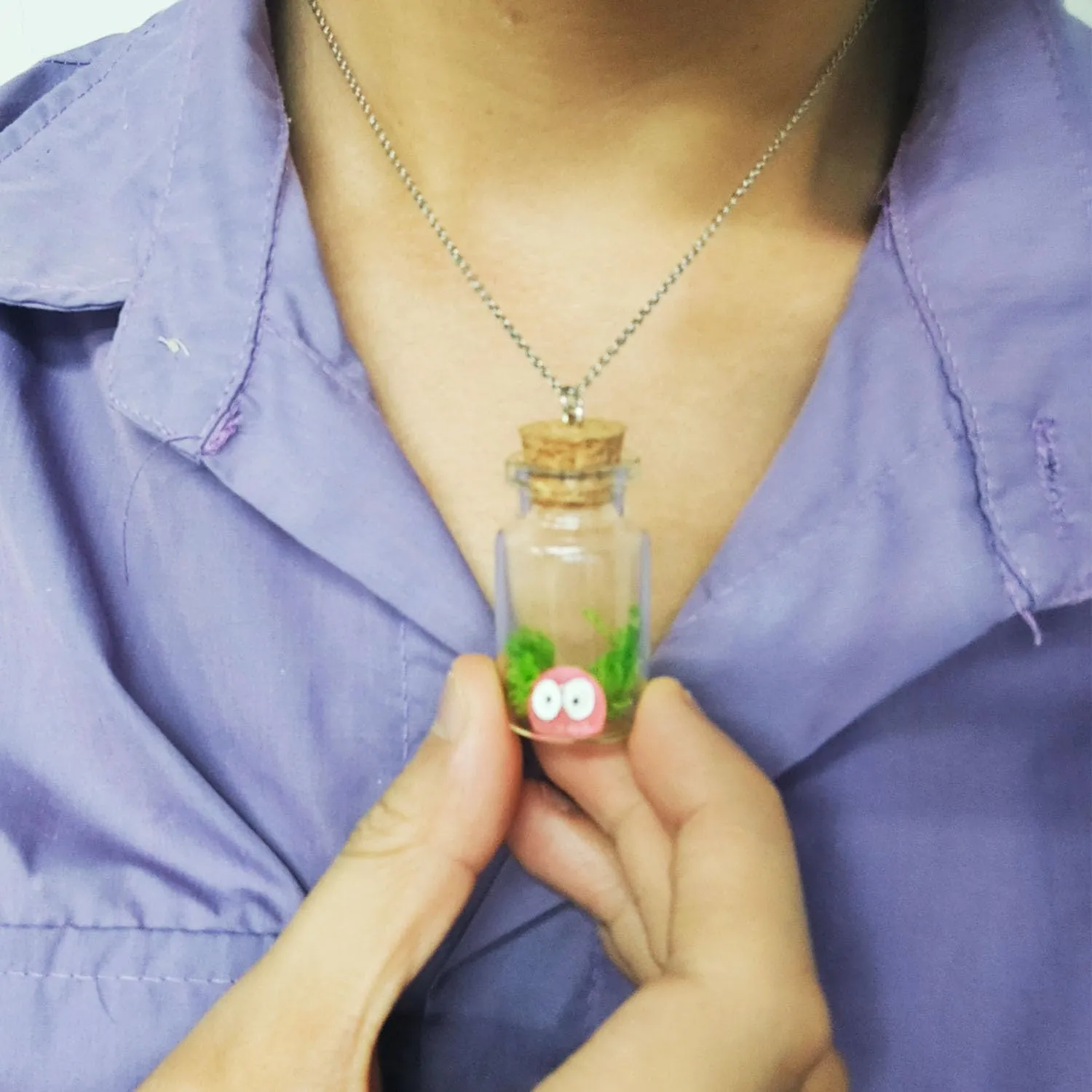 Ghost Necklace for Women Men Ghost in A Bottle Necklace The Adopt A Ghost Necklace Halloween Tiny Glow-In-The-Dark Spooky Charm Pendant Necklaces Halloween Funny Jewelry for Women Men