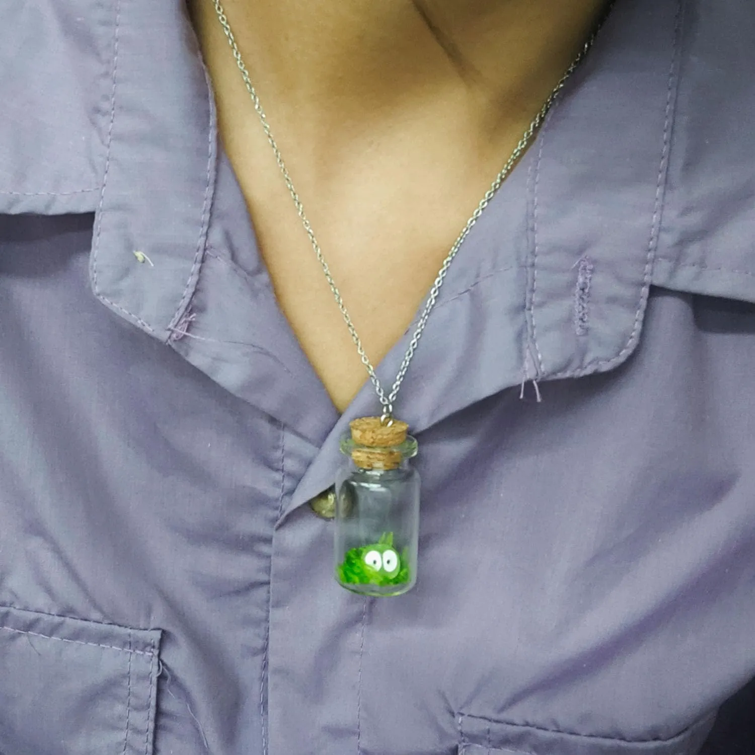 Ghost Necklace for Women Men Ghost in A Bottle Necklace The Adopt A Ghost Necklace Halloween Tiny Glow-In-The-Dark Spooky Charm Pendant Necklaces Halloween Funny Jewelry for Women Men