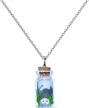 Ghost Necklace for Women Men Ghost in A Bottle Necklace The Adopt A Ghost Necklace Halloween Tiny Glow-In-The-Dark Spooky Charm Pendant Necklaces Halloween Funny Jewelry for Women Men