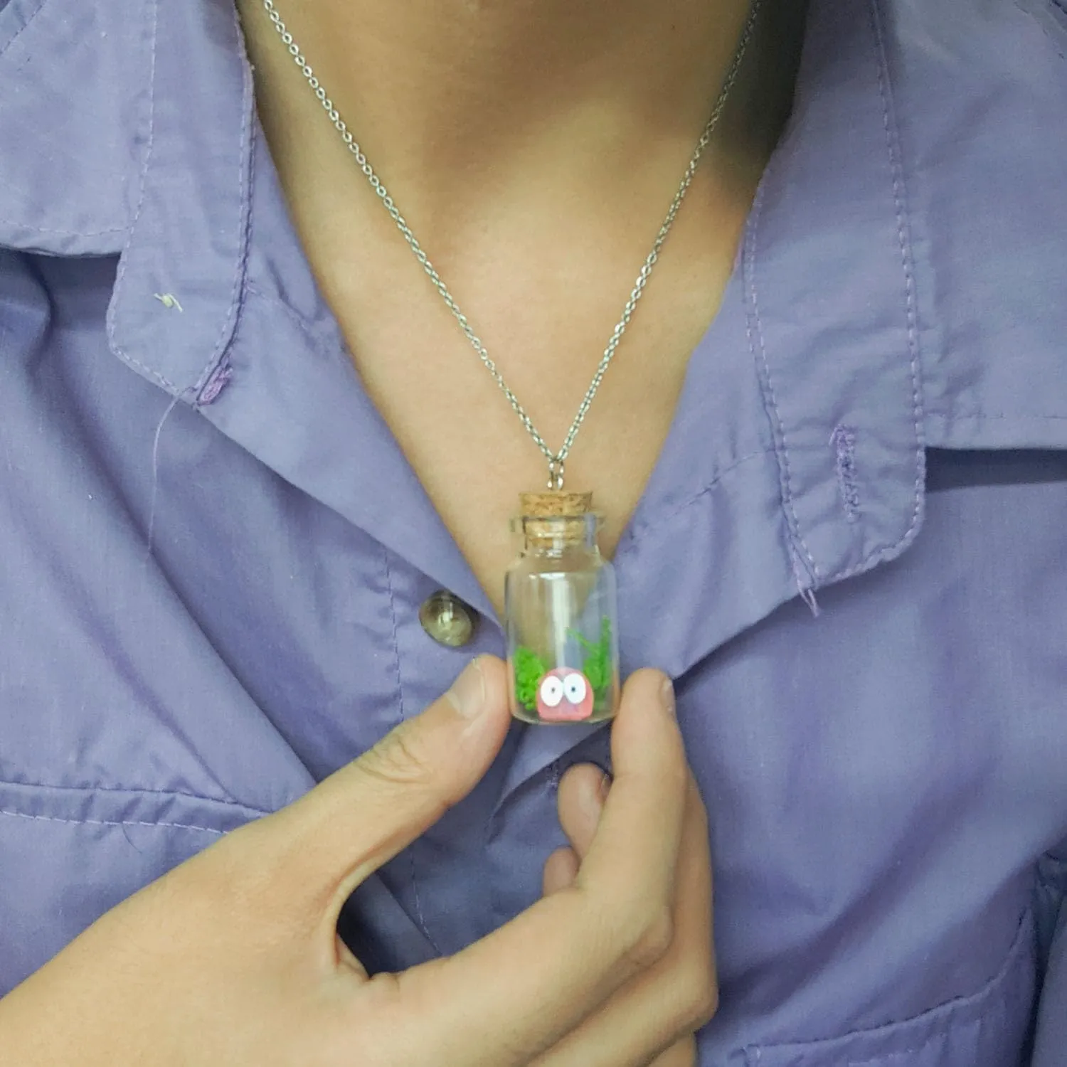 Ghost Necklace for Women Men Ghost in A Bottle Necklace The Adopt A Ghost Necklace Halloween Tiny Glow-In-The-Dark Spooky Charm Pendant Necklaces Halloween Funny Jewelry for Women Men