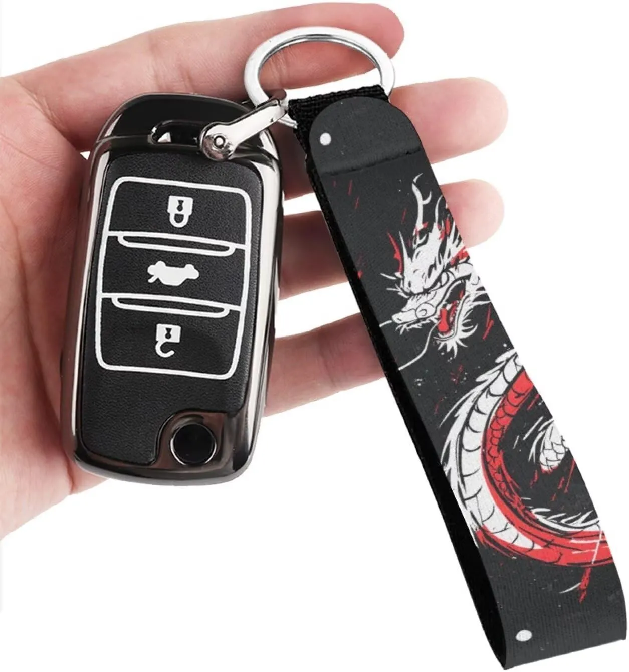 GIFTPUZZ Wristlet Keychain Neoprene Hand Wrist Lanyard Keyring Key Chains Metal Rings Clip Keys Holder for Women Men Kids