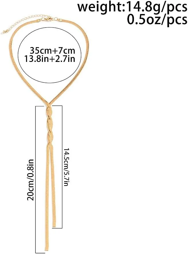 GIGB PBDK Plated Gold Snake Chain Necklace,Charming Twisted Long Y Clavicular Chain,Aesthetic Valentine's Day Jewelry Gift for Women Lover
