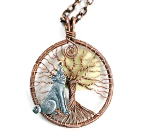Glow in the Dark Moon Necklace Wolf Necklace Pendant Copper Tree Of Life Pendant Necklace Protection Amulet Glowing necklace